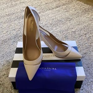 NIB Aquazzura Savoy Pump 85 in Nappa Cream Mesh sz40